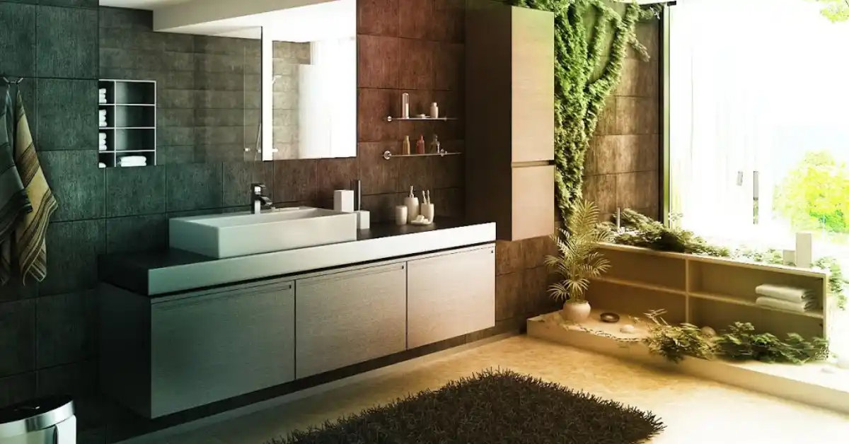 Eco-friendly bathroom with recycled tile – bathroom remodeling 2025